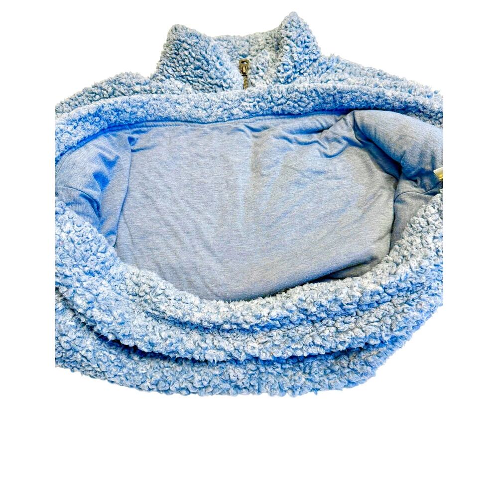 True Grit Dylan Frosty Tipped Denim Blue Quarter Zip Pullover Size L ❄️💙❄️ - Picture 5 of 9